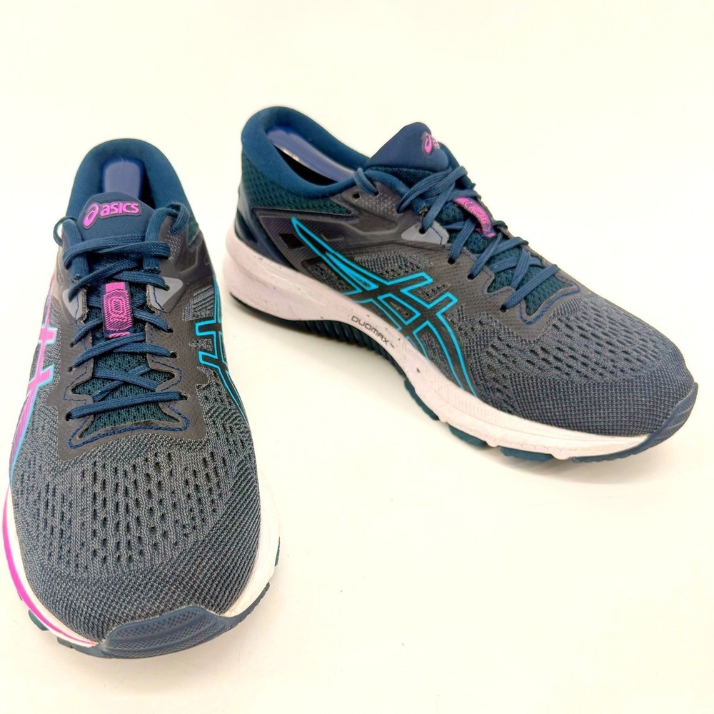 ASICS GT-1000 10 Running Shoes Womens 8 Grey Blue Pink Stability Gym Comfort